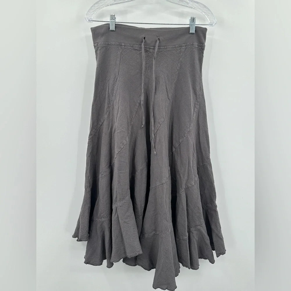 Sea Breeze of California Gray Boho Tiered Midi Skirt‎ Size Medium Vintage